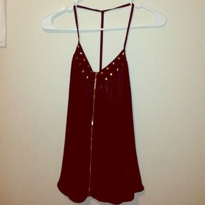 Black tank top with gold detailing