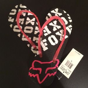 NEW Black/White and Pink Fox Racing Flip-Flops