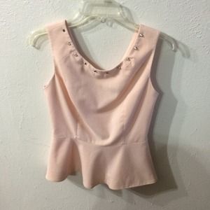 Light Pink Studded Peplum Top