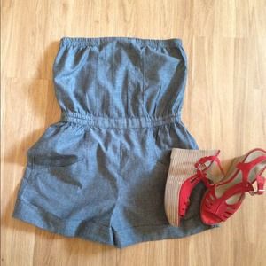 Black Denim Print Sleeveless Romper