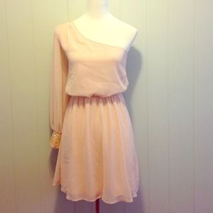 Sequin ASOS Dress Off One Shoulder Pink Skater