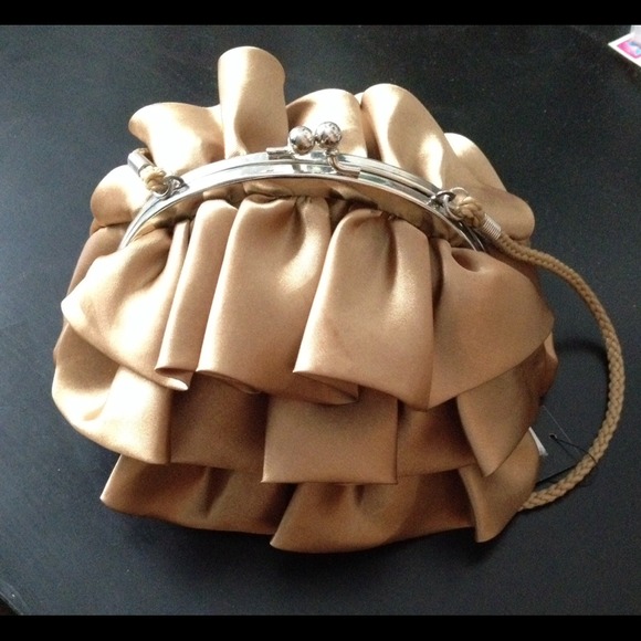 Dark gold evening pouch bag