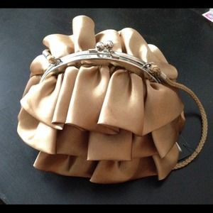 Dark gold evening pouch bag