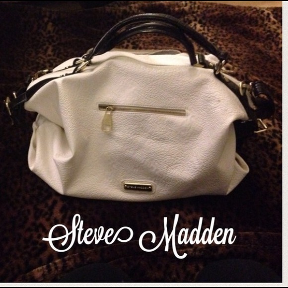 Steve Madden large leather white black handbag bag