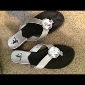 Silver flip flops