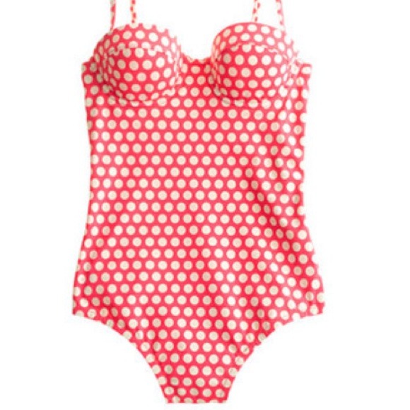 NWT J crew graphic dot neon rose one piece