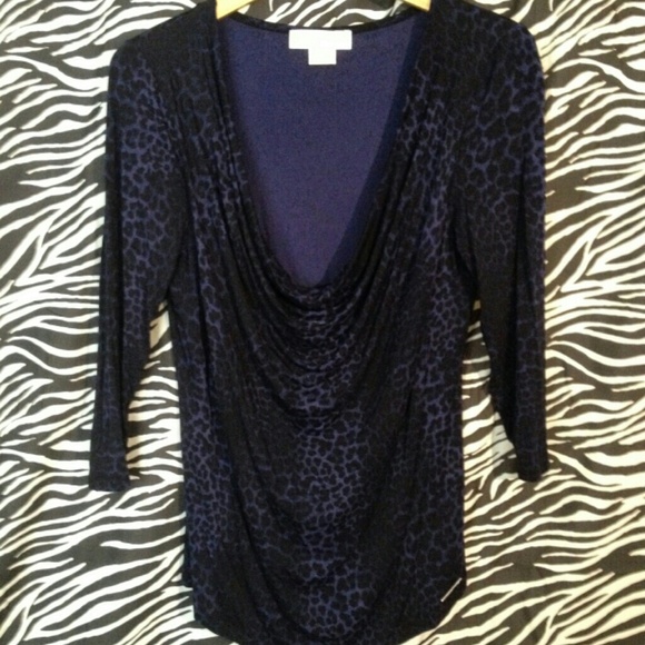 Michael Kors PL Animal Print Knit Top Purple&Black
