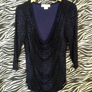 Michael Kors PL Animal Print Knit Top Purple&Black