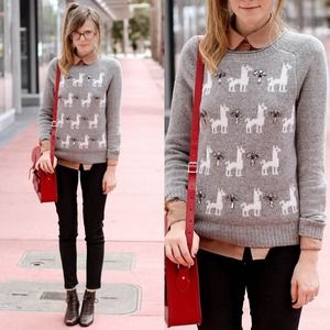 SZ xxs JCrew Llama Sweater (grey)