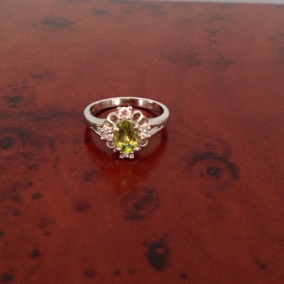 Peridot and Cubic Zirconium Ring