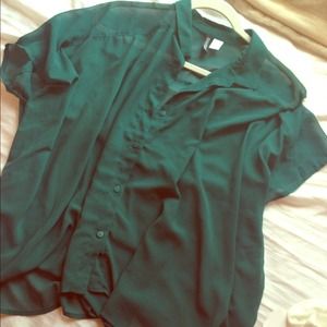 Sheer, oversized green shirt