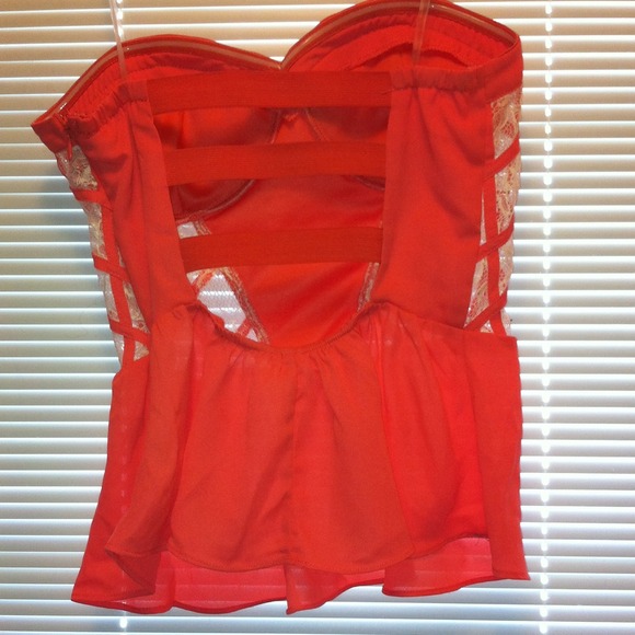 Neonish pink strapless peplum top - Picture 2 of 2