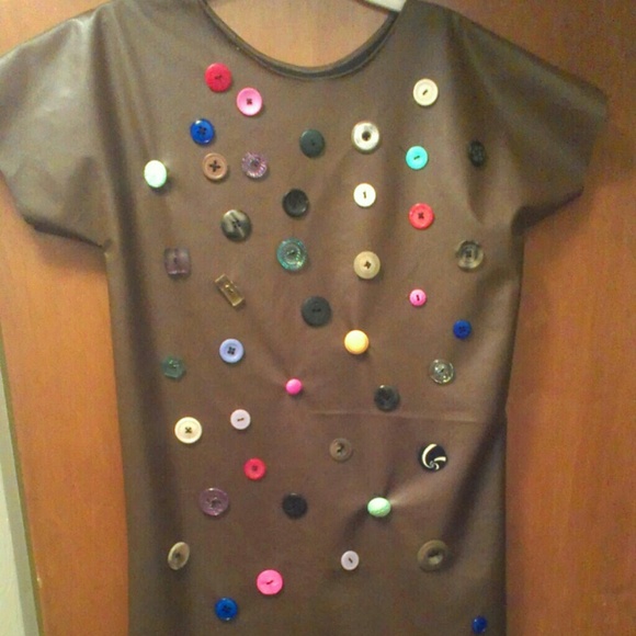 FAUX LEATHER BUTTON  SHIRT/DRESS