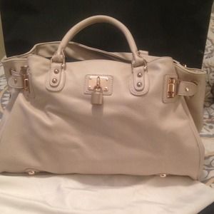 cream leather purse