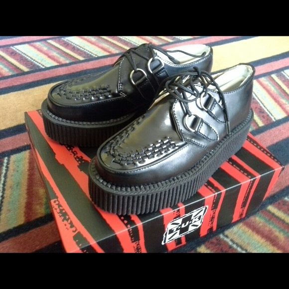 TUK Black Leather Mondo Creepers