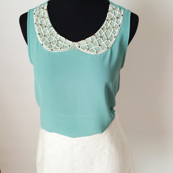 B Jewel Tops - B Jewel Top with Peter Pan Collar