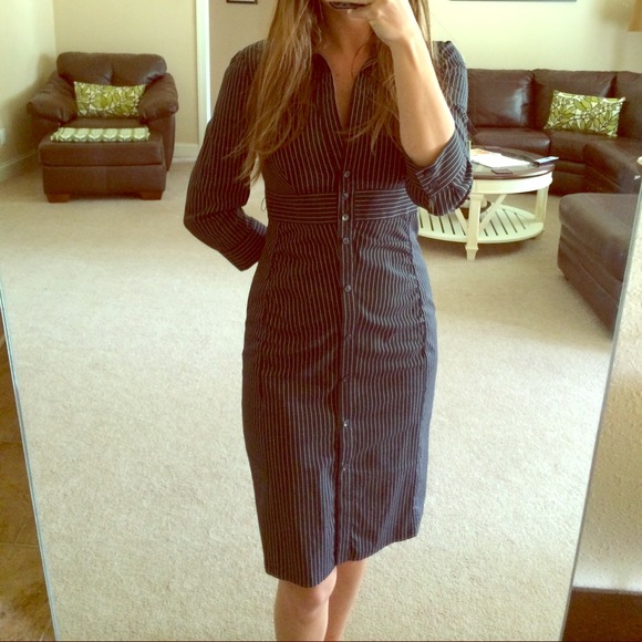 Express Dresses & Skirts - BOGO 🎉HP 11/17🎉Black Pinstripe Button Down Dress