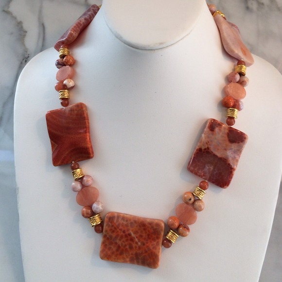 Chunky Fire Agate Carnelian Necklace