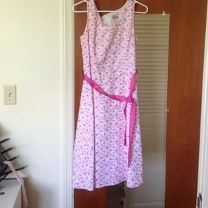 White and pink eyelet dress