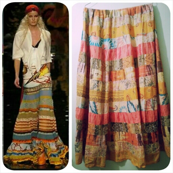 Vintage Bohemian Peasant Skirt XL