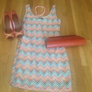 Multi-colored Chevron Dress