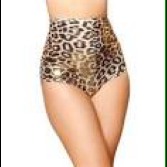 Other - High waisted scrunch butt leopard bikini bottoms