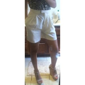 High waist cream shorts