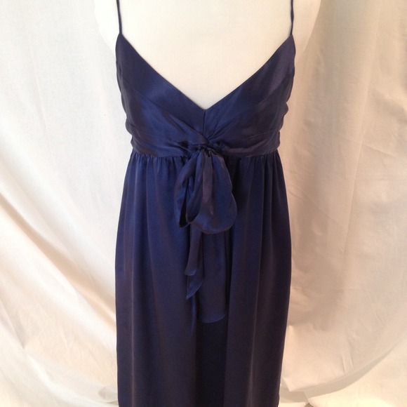Molly New York Navy Silk Calf Length Dress