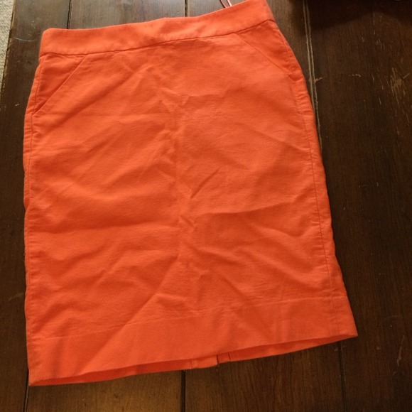 Jcrew orange pencil skirt