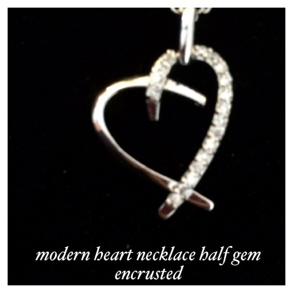 4 for $15 Modern heart necklace silver in color