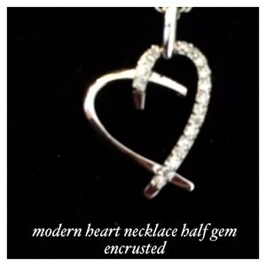 4 for $15 Modern heart necklace silver in color
