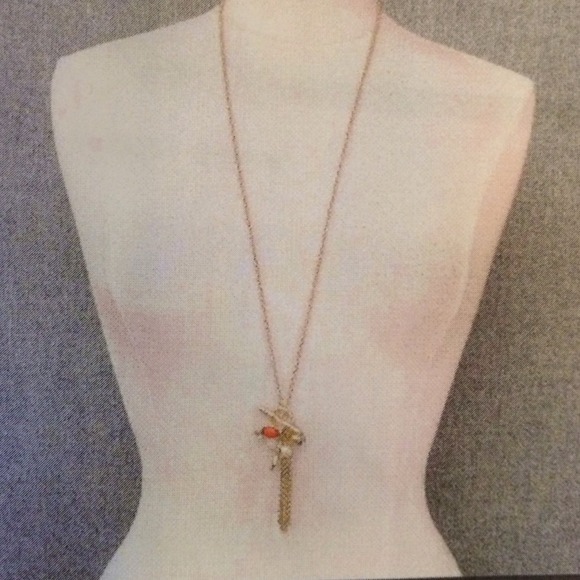 Trendy long anchor stacked tassel necklace NWT - Picture 2 of 2