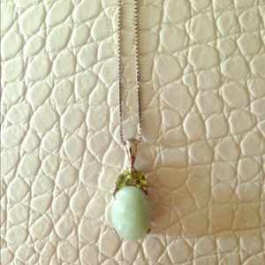 Jade/Peridot Gemstone & Sterling Silver Necklace