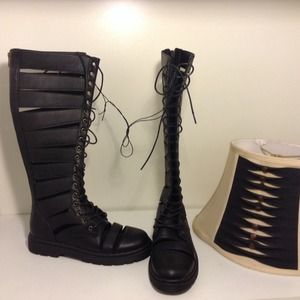 DARE TO BE DIFFERENT...knee high punk cut out boot