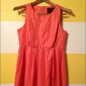 Peach pleated girls night out dress with studs!