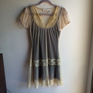 Cute Sheer Gold DKNY Jeans Dress and Black Slip