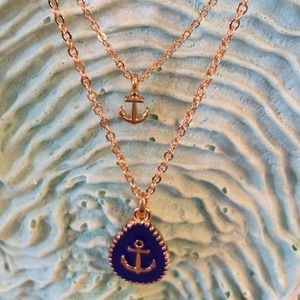 Royal blue/gold anchor pendant necklace. NWT