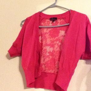 Pink lace back crop top