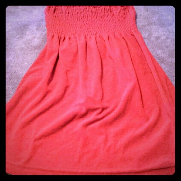 Red scrunch top cover up