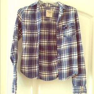A&F blue plaid shirt