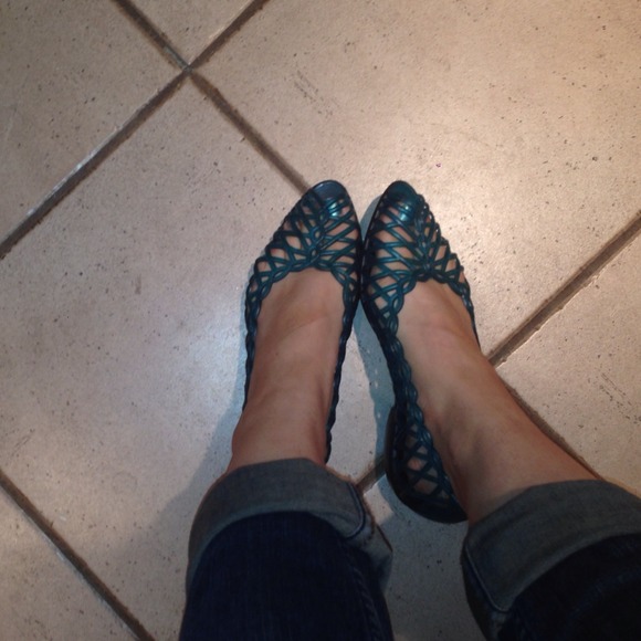 jelly peep toe flats