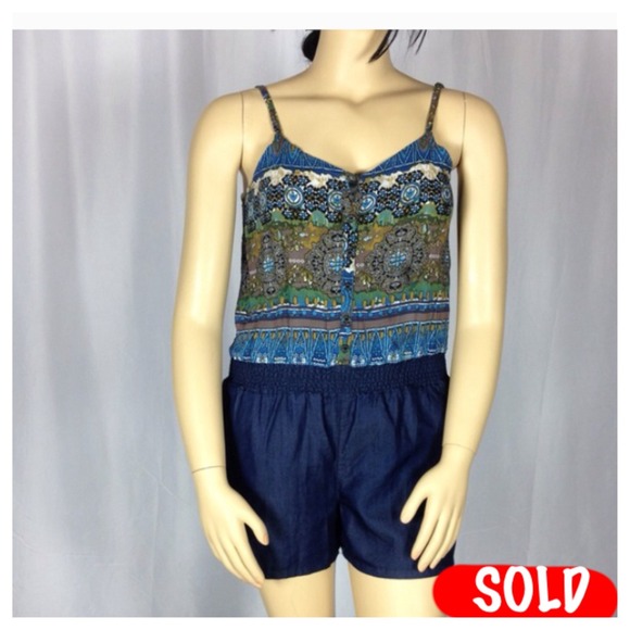 Cato spaghetti  strap denim romper
