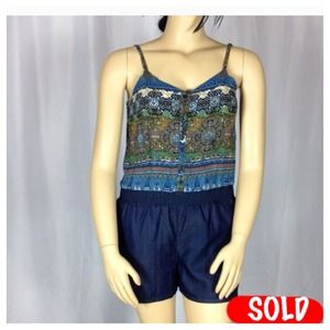 Cato spaghetti  strap denim romper