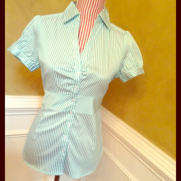 New York & Company Tops - ❌SOLD❌Mint and White Striped Top