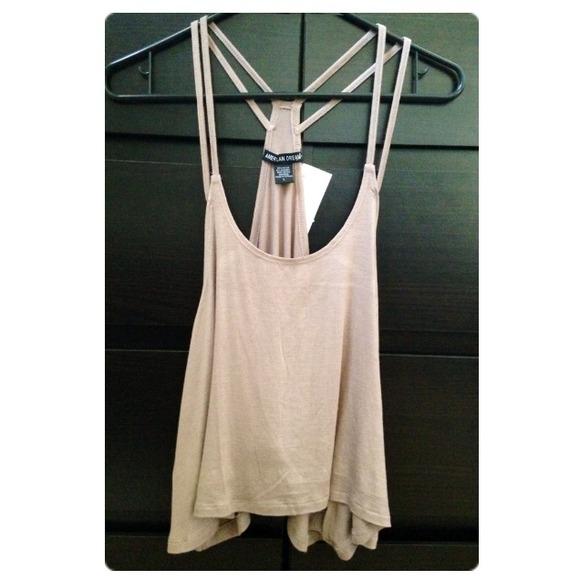 Tops - 🍂brown triple strap loose crop top tank🍂