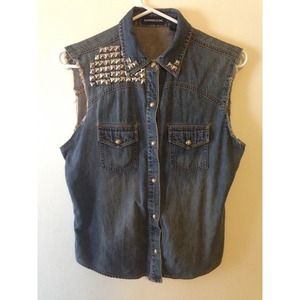 Studded Denim Vest