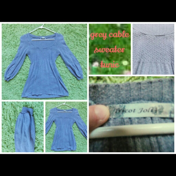 grey cable long sleeve tunic.