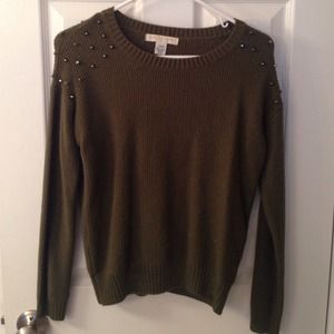 Army green knit studded sweater
