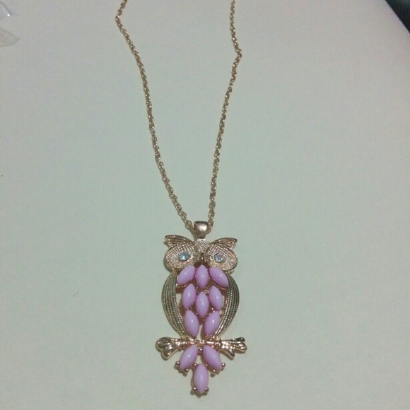 Pink owl chain long necklace - Picture 1 of 1