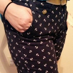 NWT Dockers Navy High Waisted Anchor Print Shorts